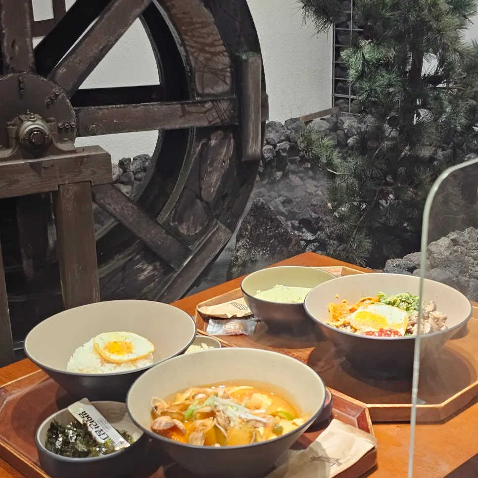 Full table set served on a wooden tray