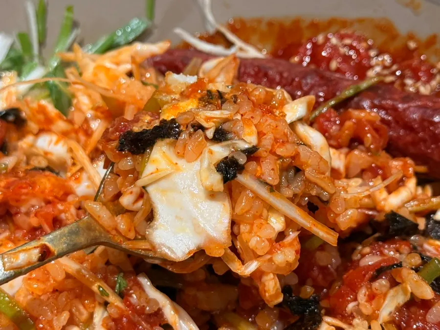 Korean rice bowl meal with vegetables