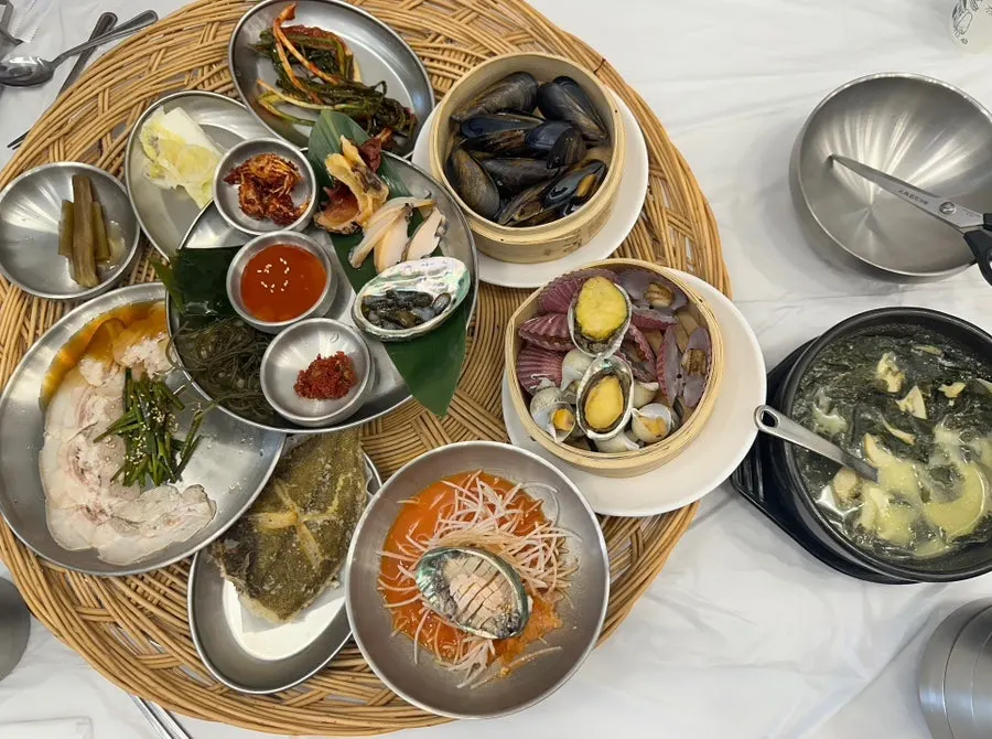 The full generous haenyeo table spread