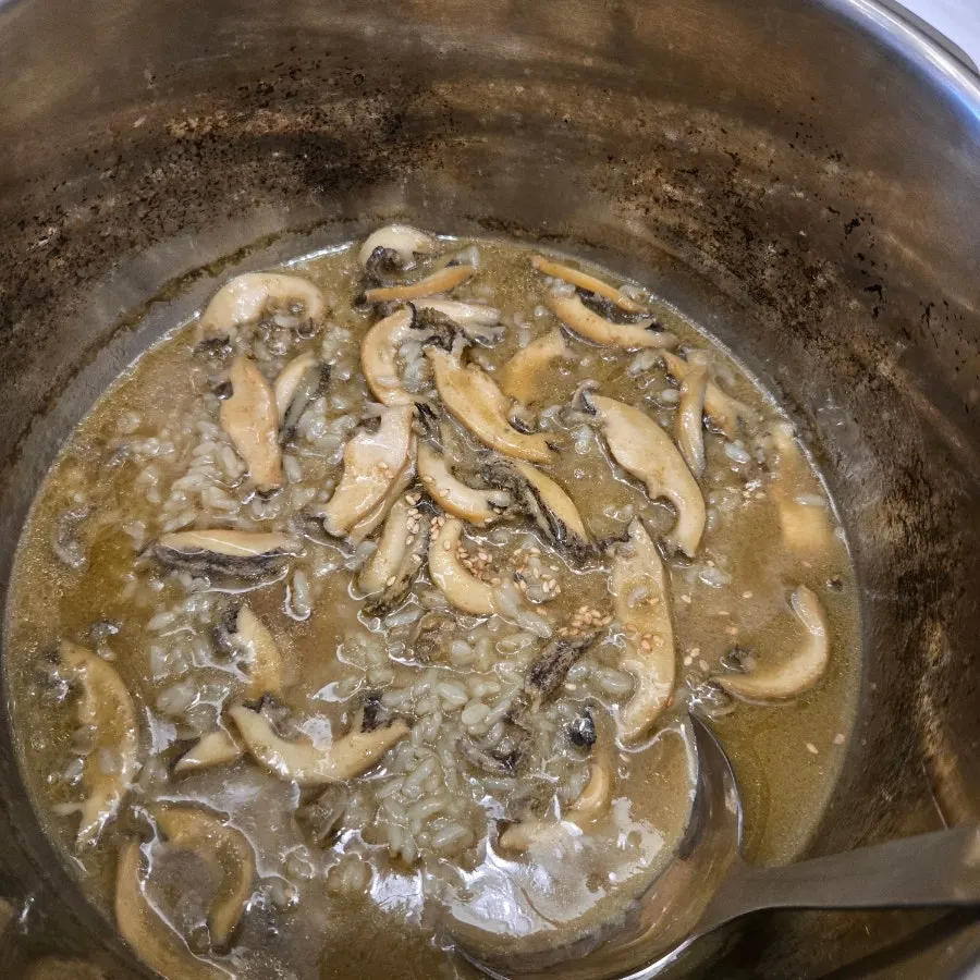 Pot of abalone porridge cooked in the pressure pot