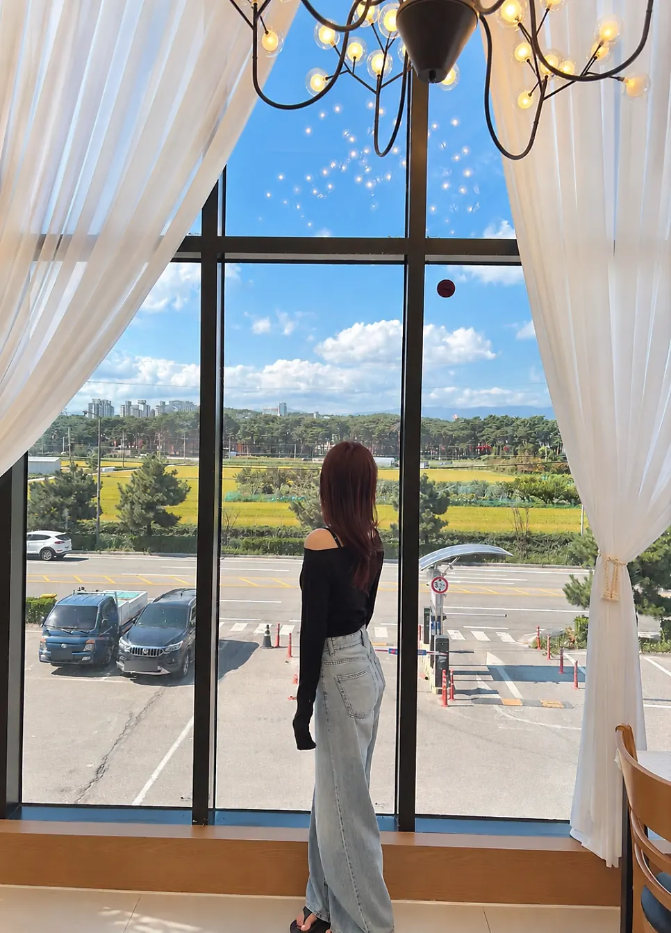 View outside from a 2nd-floor window seat