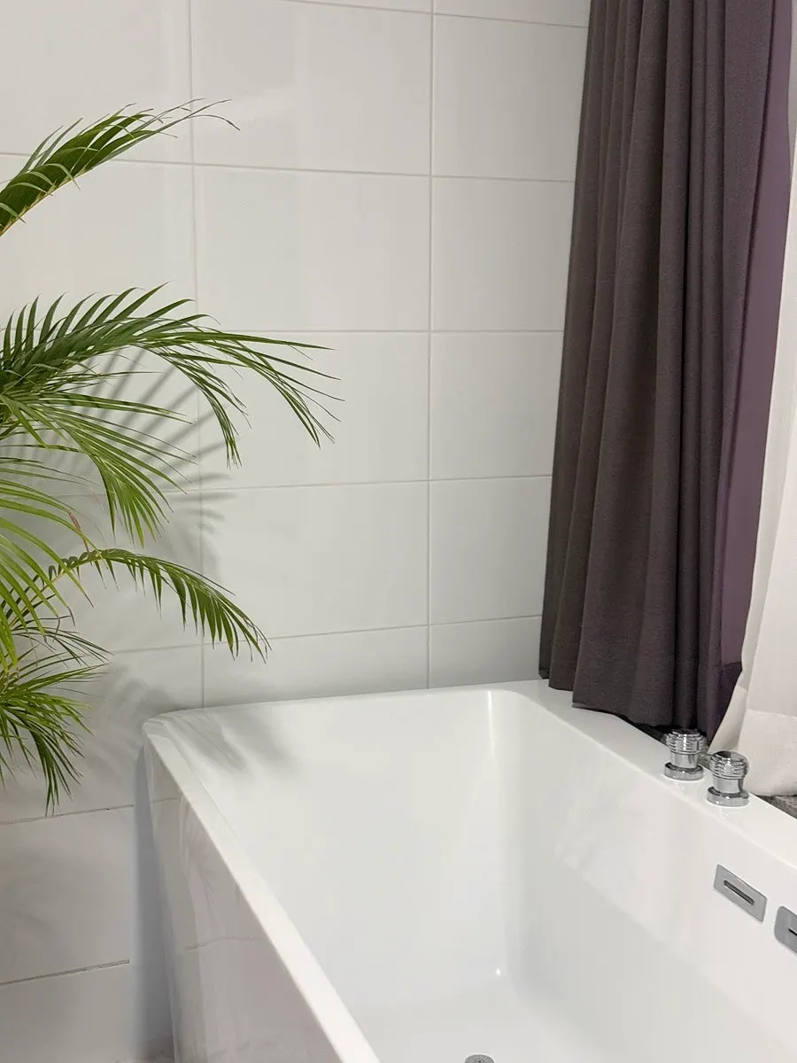 Towels and body towel prepared on the bathroom shelf