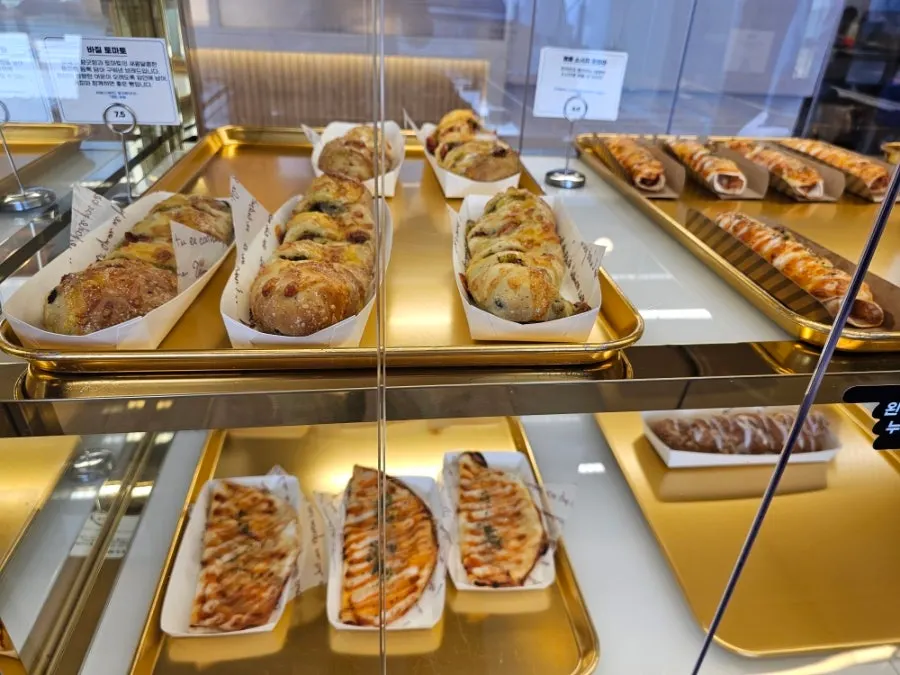 Bread display with visible price tags