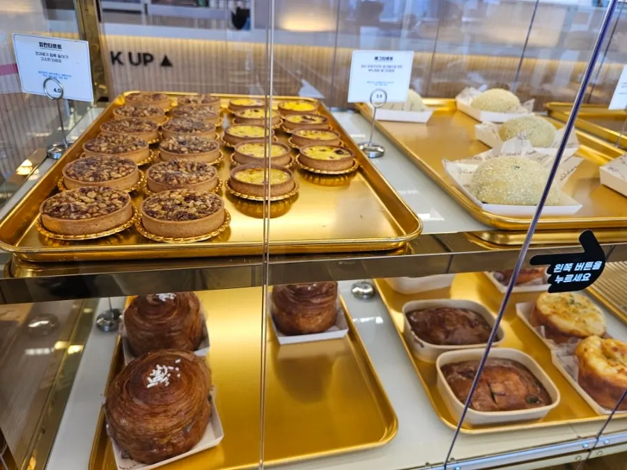 Display case with various breads