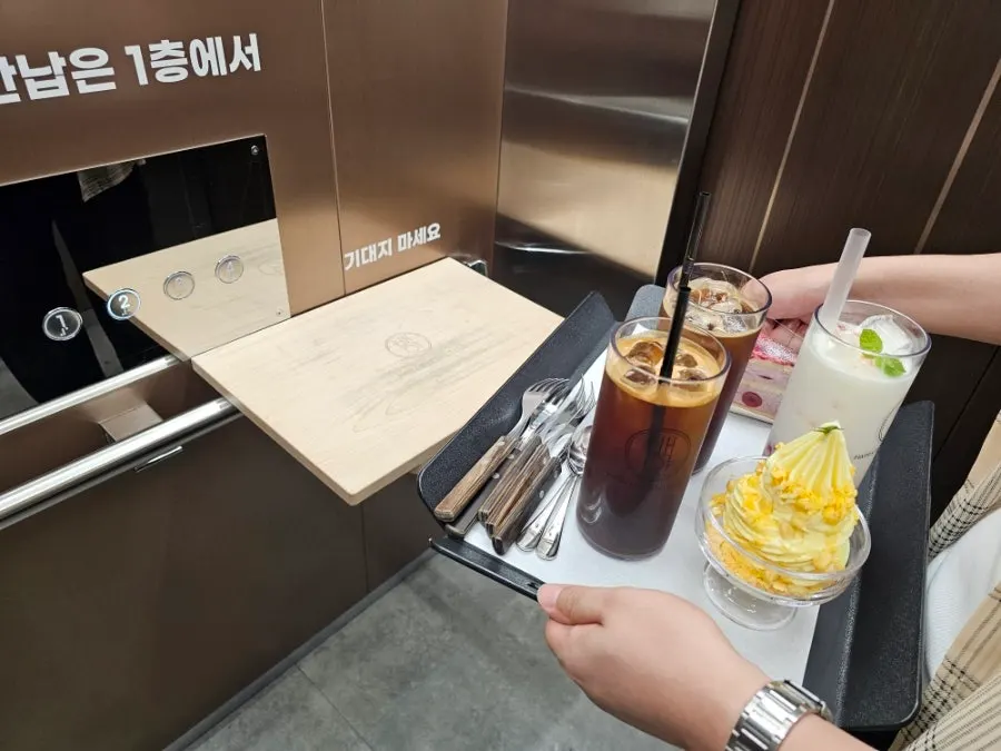 Drink tray inside the elevator