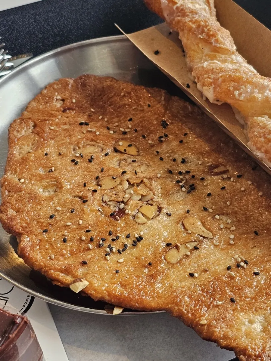 Close-up of condensed milk pie at Baegya Coffee