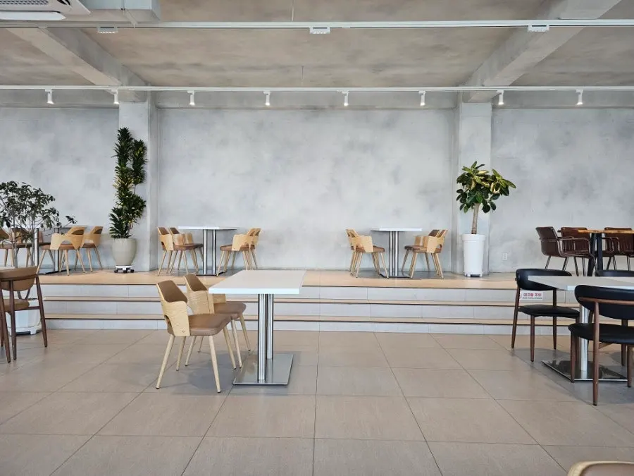 Coffee and desserts on a 3rd-floor table at Baegya Coffee