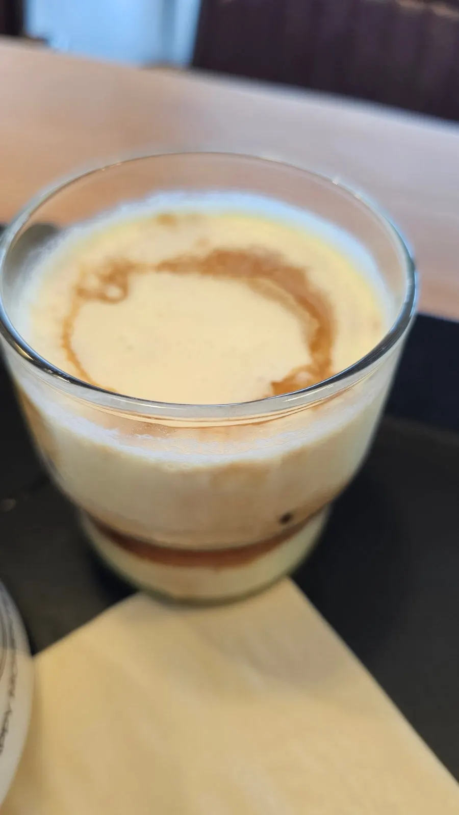 Close-up of the nutty grain latte