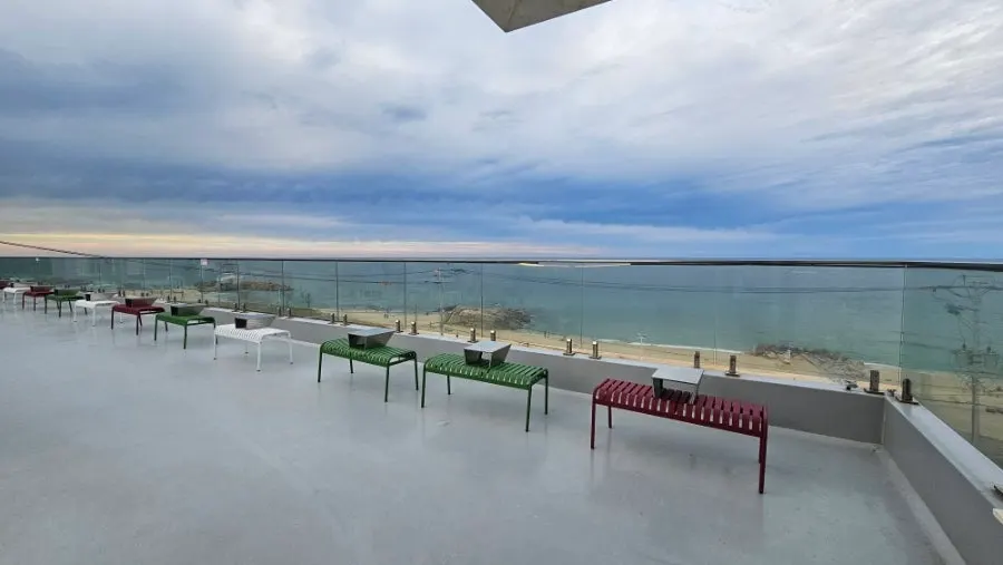 View of the East Sea from a window at Baegya Coffee