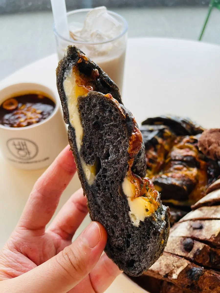 Moist baguette filled with chocolate