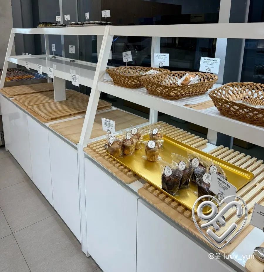 Baegya Coffee's bakery display case with baked cookies