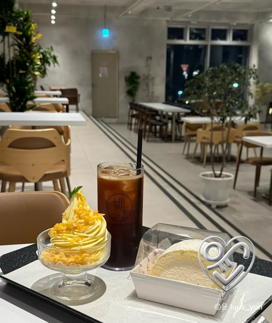 Baegya Coffee's iced Americano and dessert