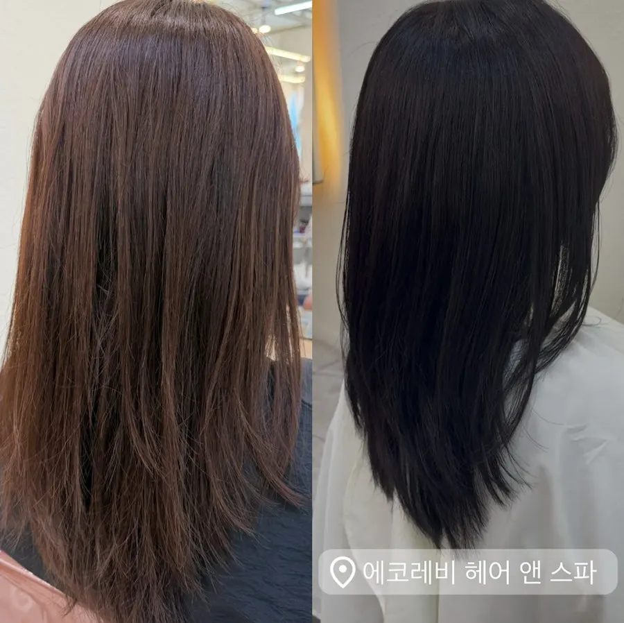흑발 염색 완성 후 대표 사진