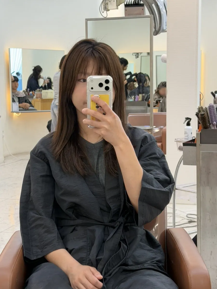 흑발 염색 전 머리 상태
