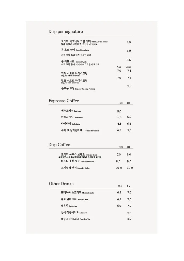 Coffee Dripper menu board