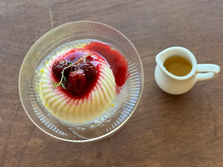 Tofu pudding served with yuja syrup