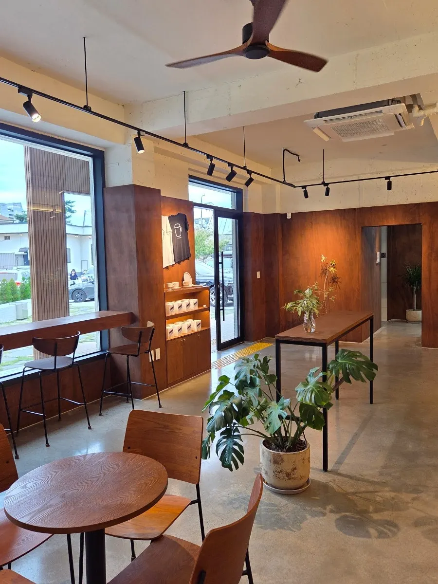 Interior view of the café with plants