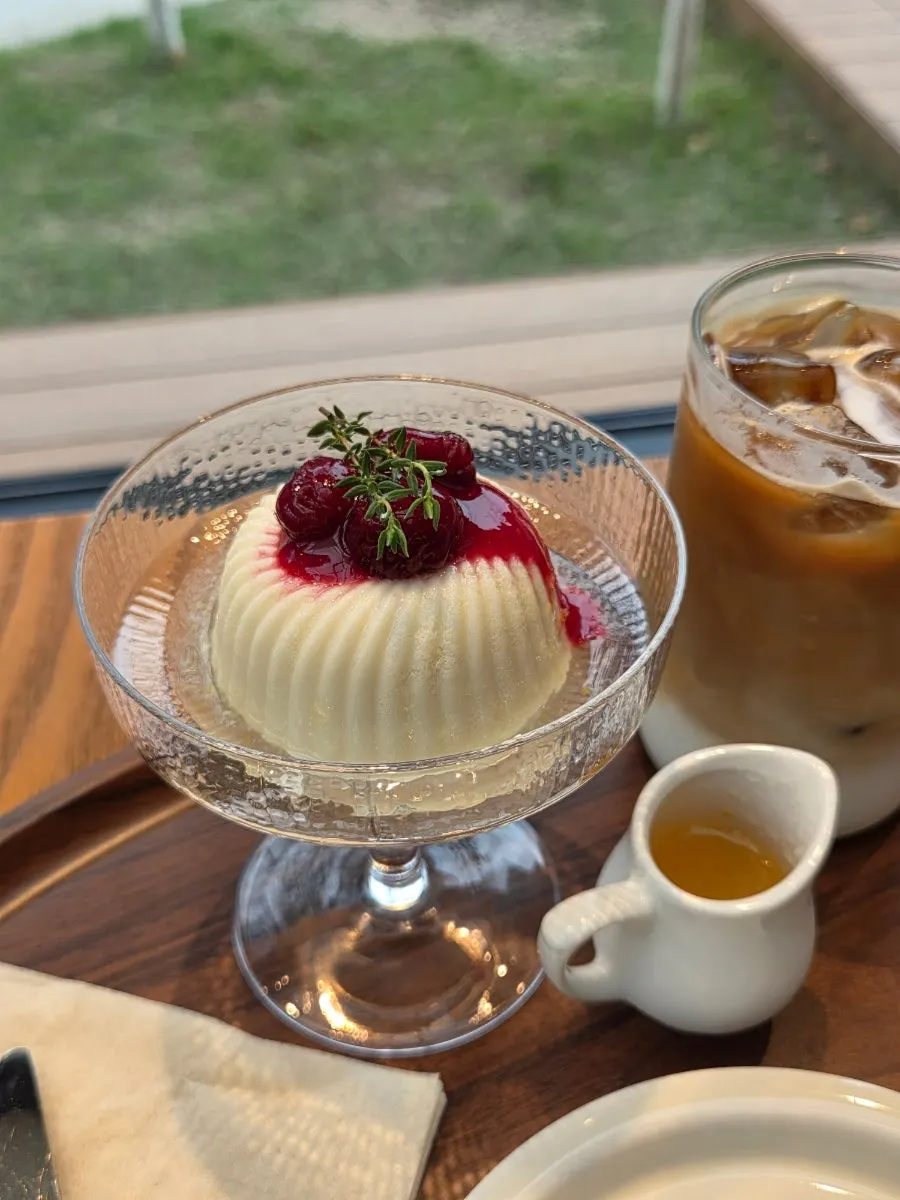 Chodang tofu pudding topped with yuja sauce