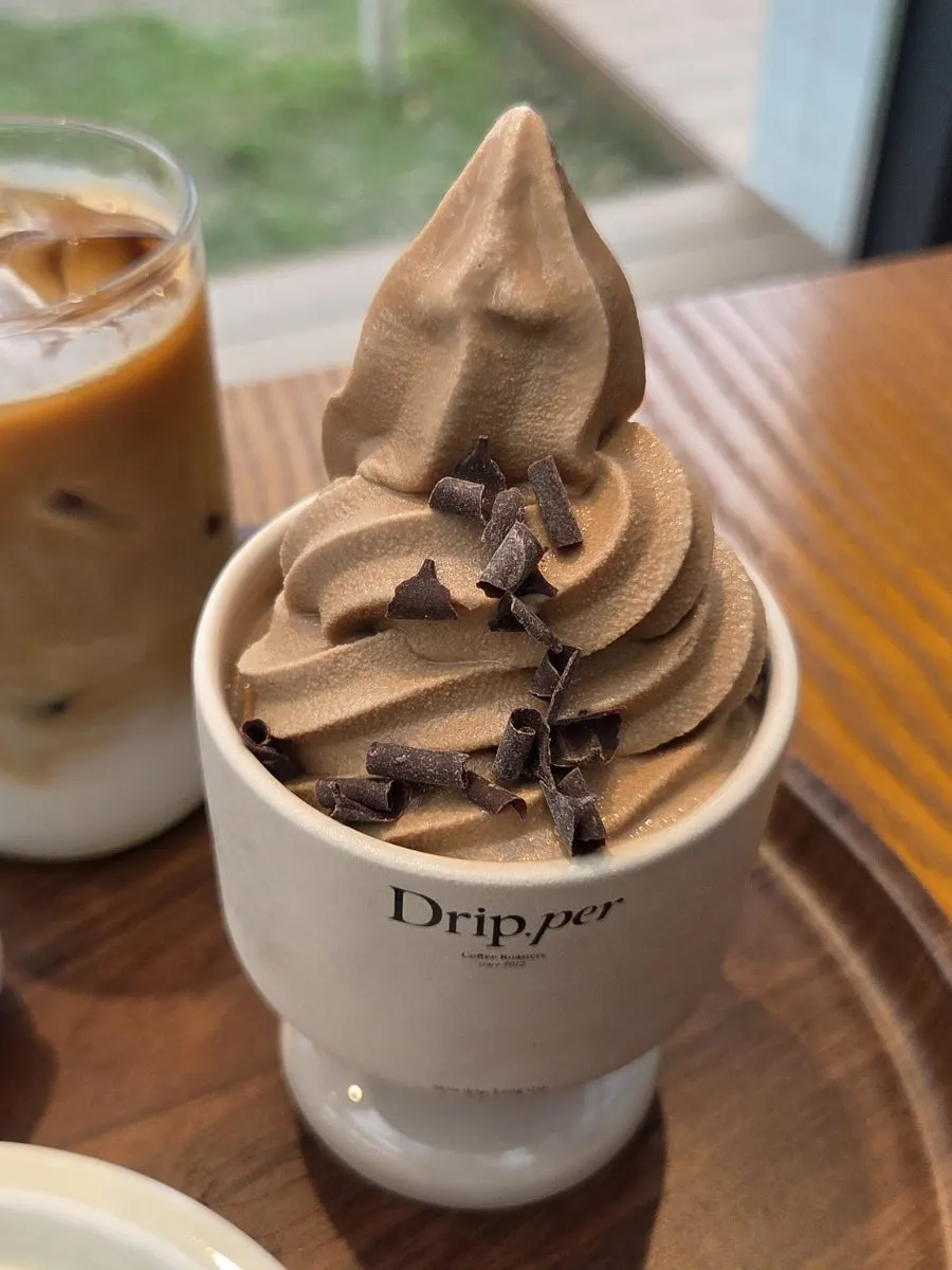 Coffee ice cream served in a cup