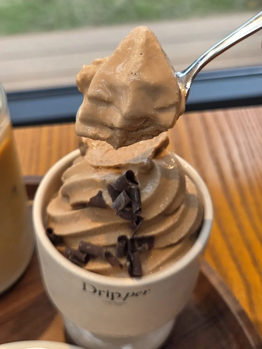 Close-up of the espresso-based coffee ice cream