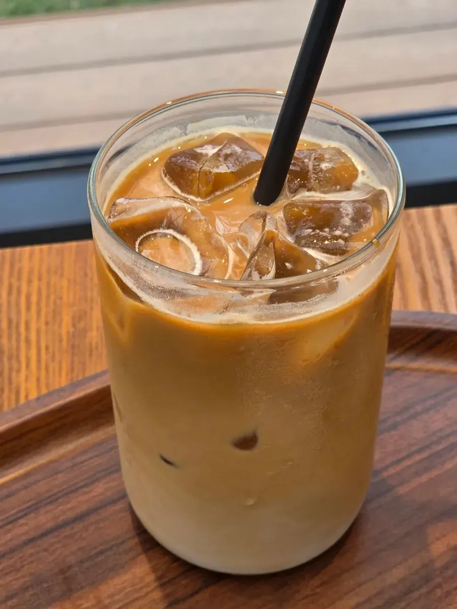 A glass of iced vanilla latte