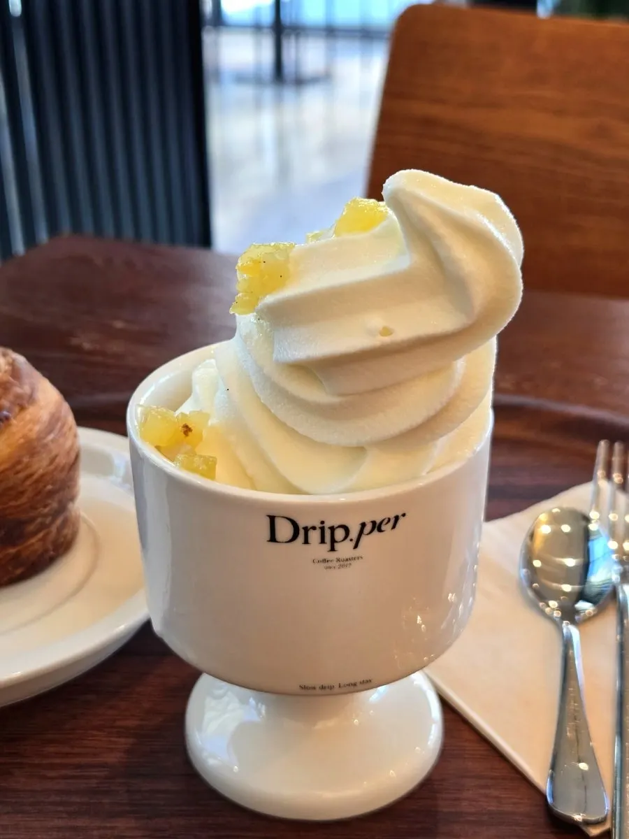 Milk soft serve in a cup