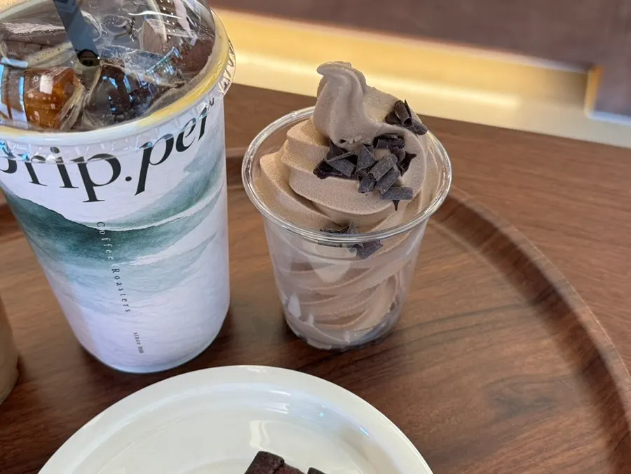 Espresso coffee ice cream served in a cup
