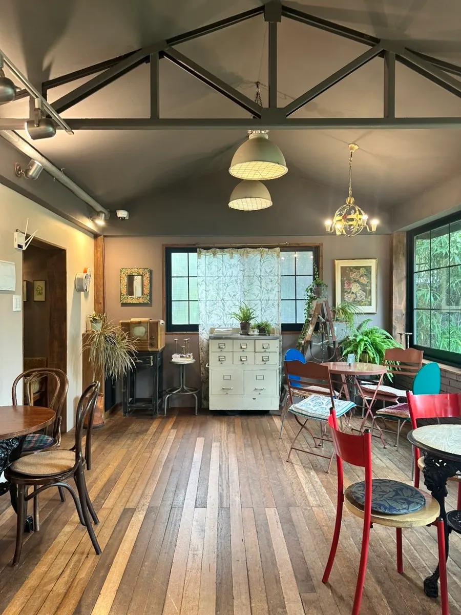Interior of Cafe Giwa with antique furniture