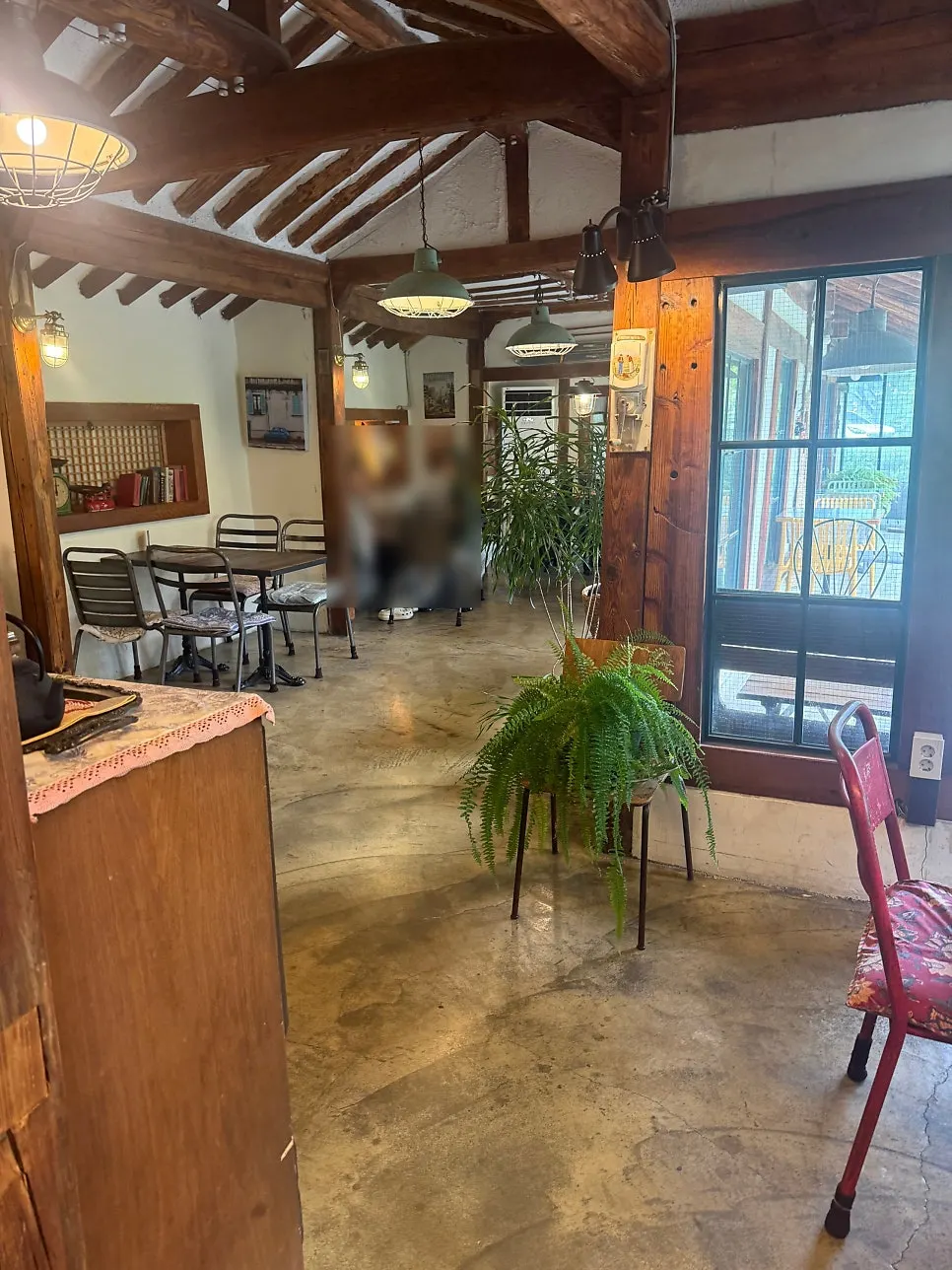 Interior of Cafe Giwa styled with a hanok atmosphere