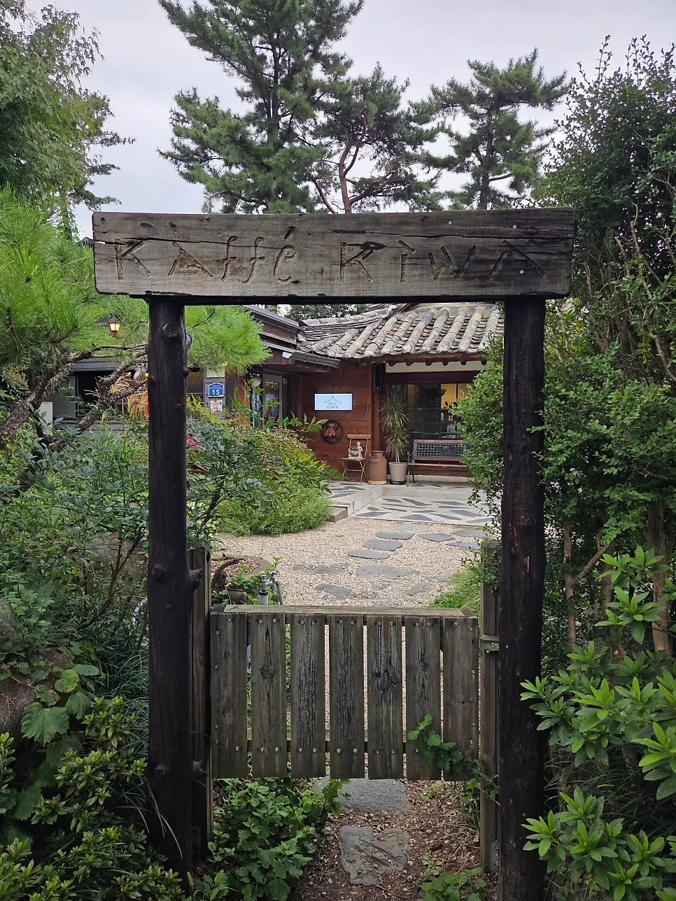 카페기와 입구 돌담길과 풀꽃