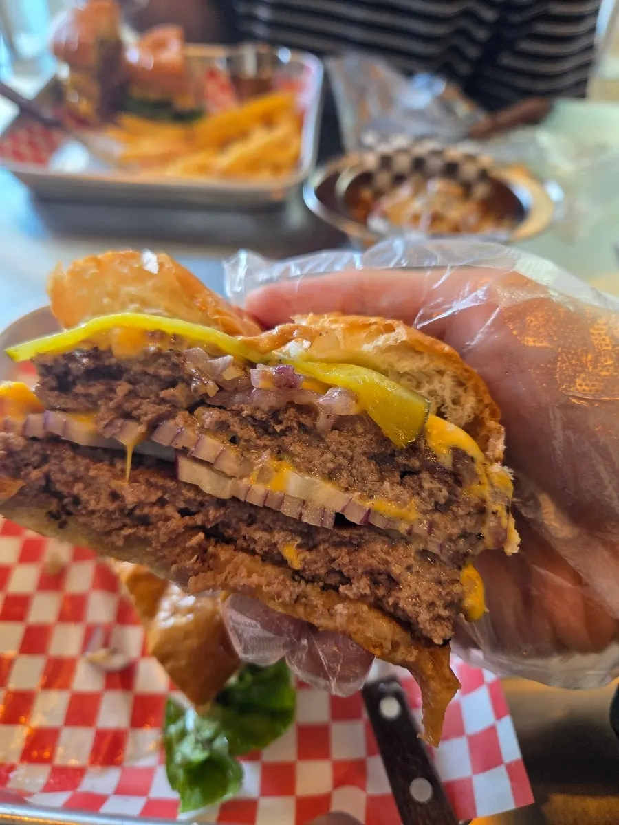 Moana Double Burger set on a tray