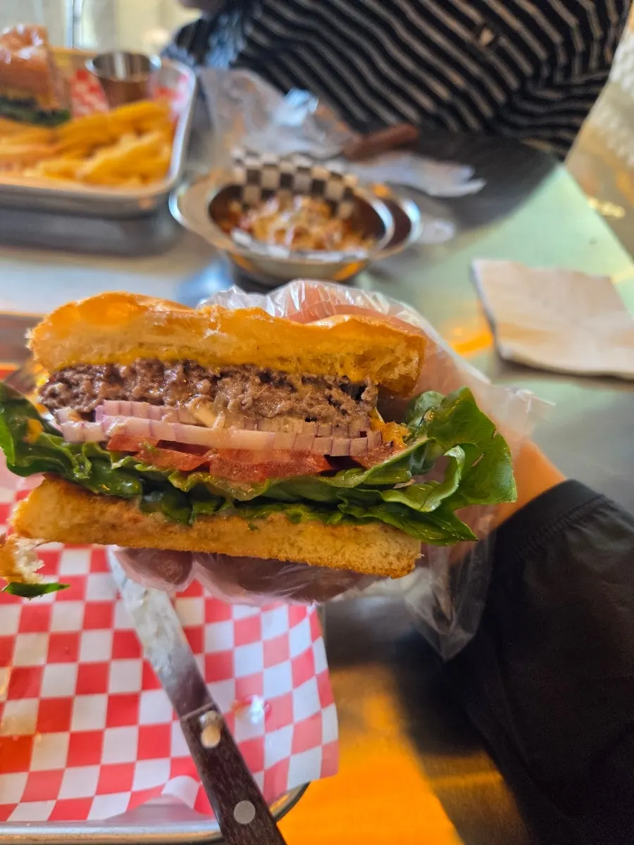 Classic Moana Burger with green lettuce and tomato