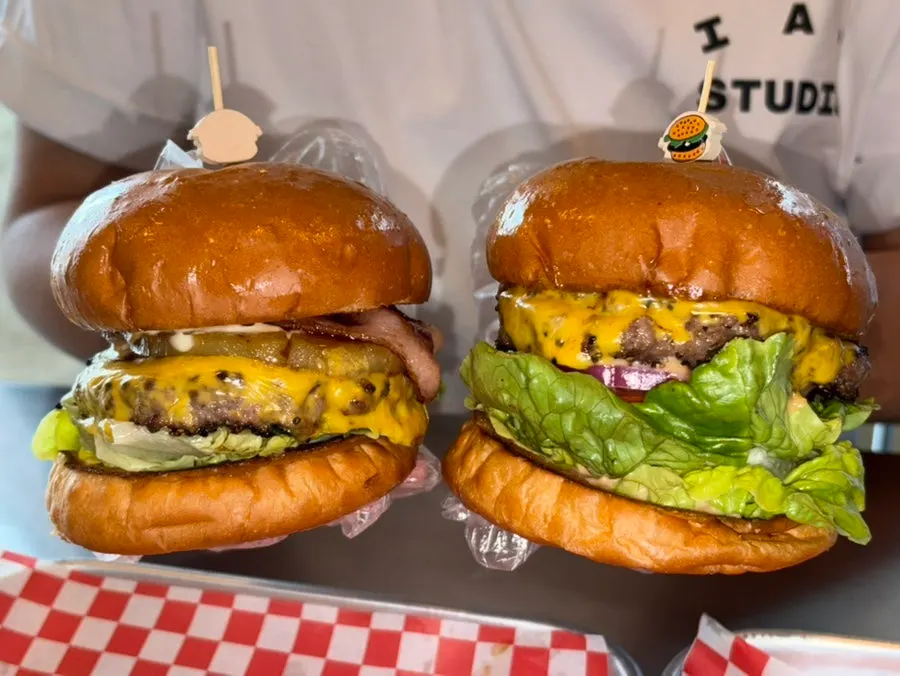 Handmade burger spread at Moana Burger in Chodang-dong, Gangneung