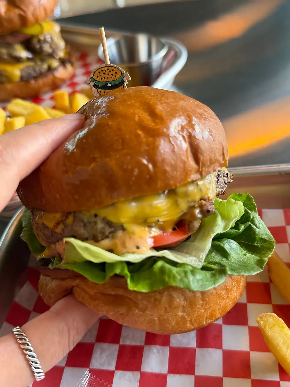 Moana Burger served with a side of fries