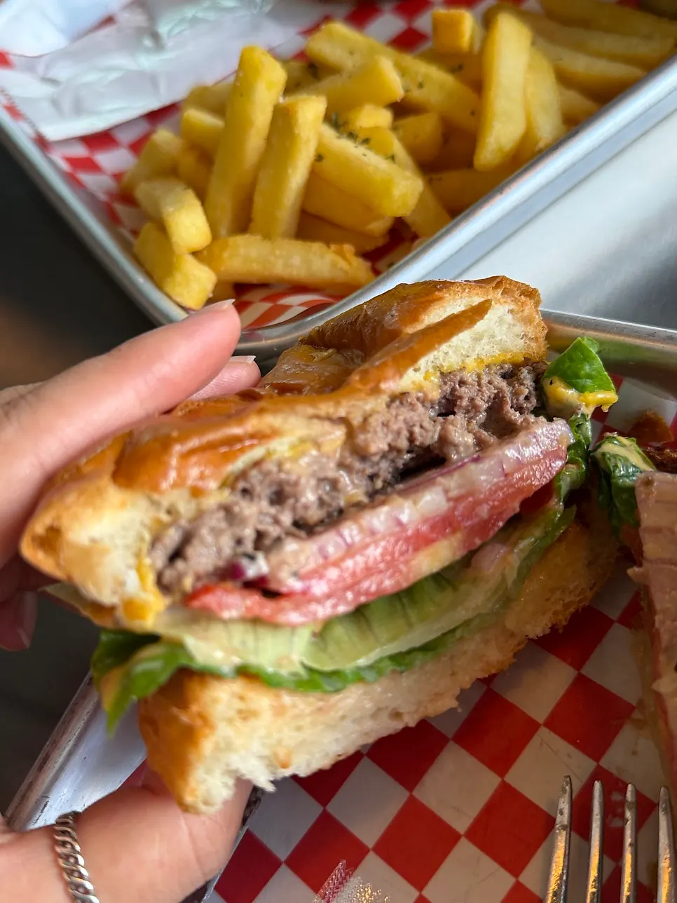 Cross-section of the basic Moana Burger with its thick patty