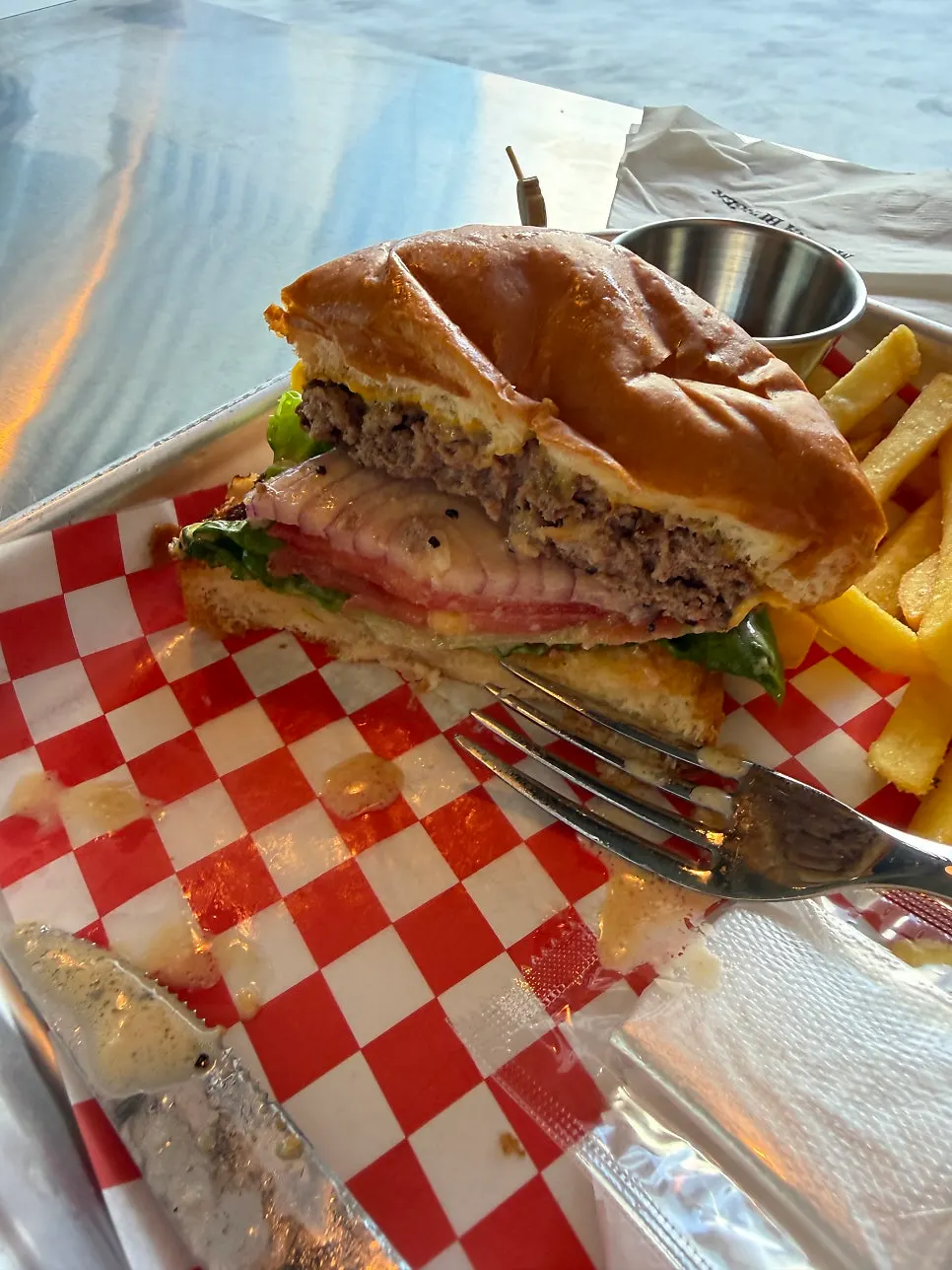 Moana Burger loaded with vegetables and cheese