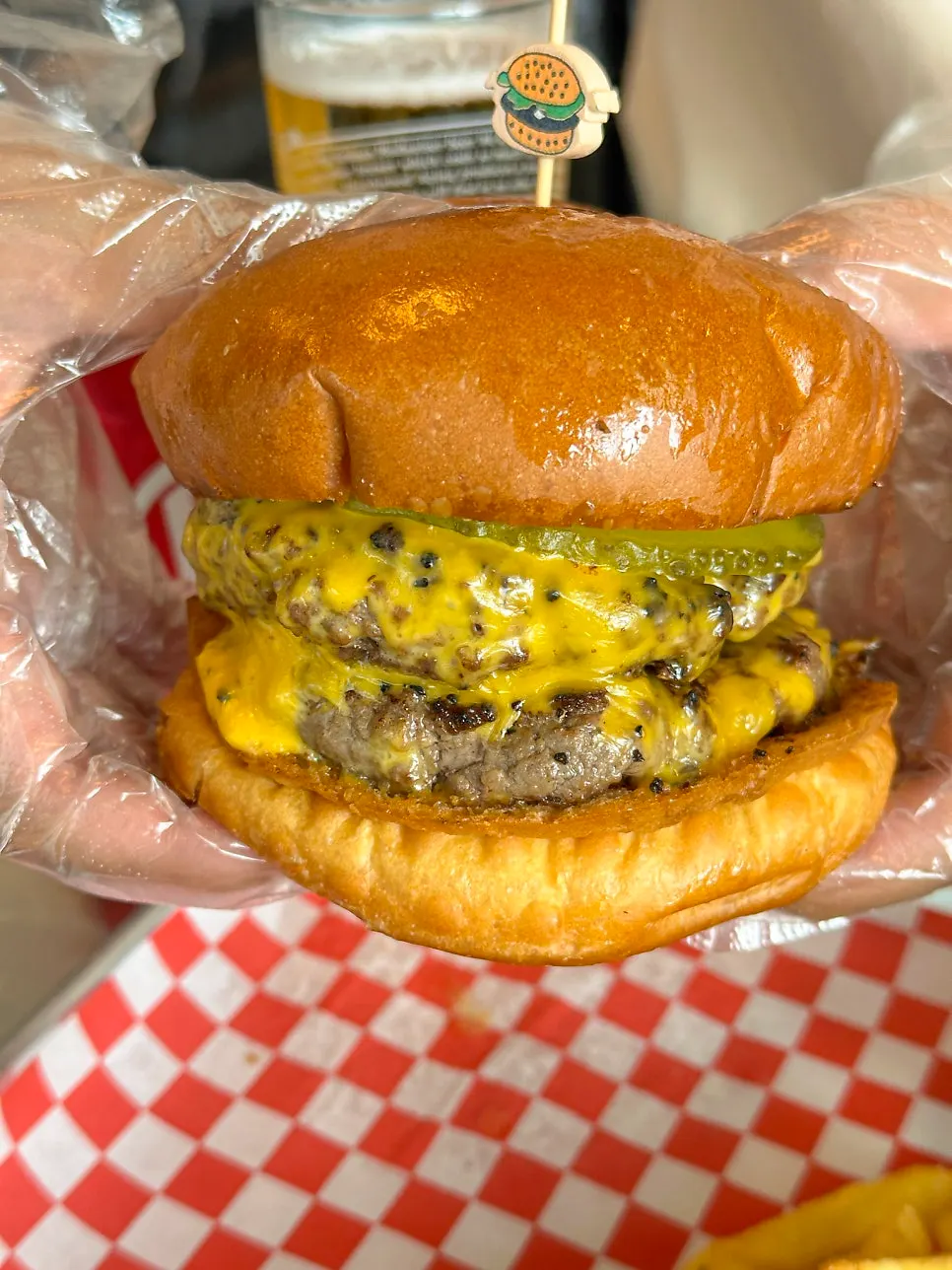 Moana Double Burger served with fries