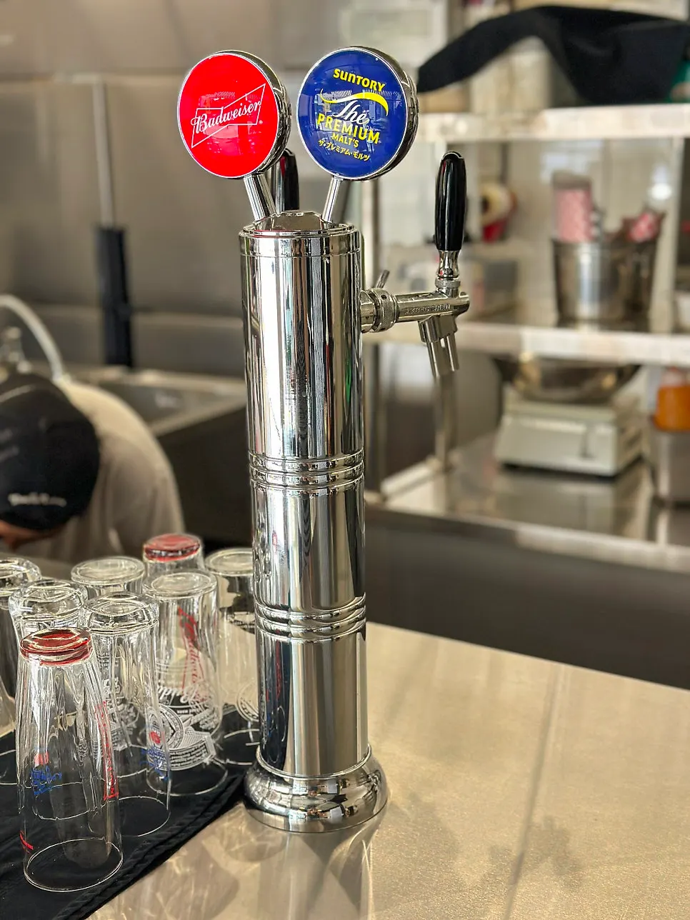 Moana Double Burger enjoyed with draft beer