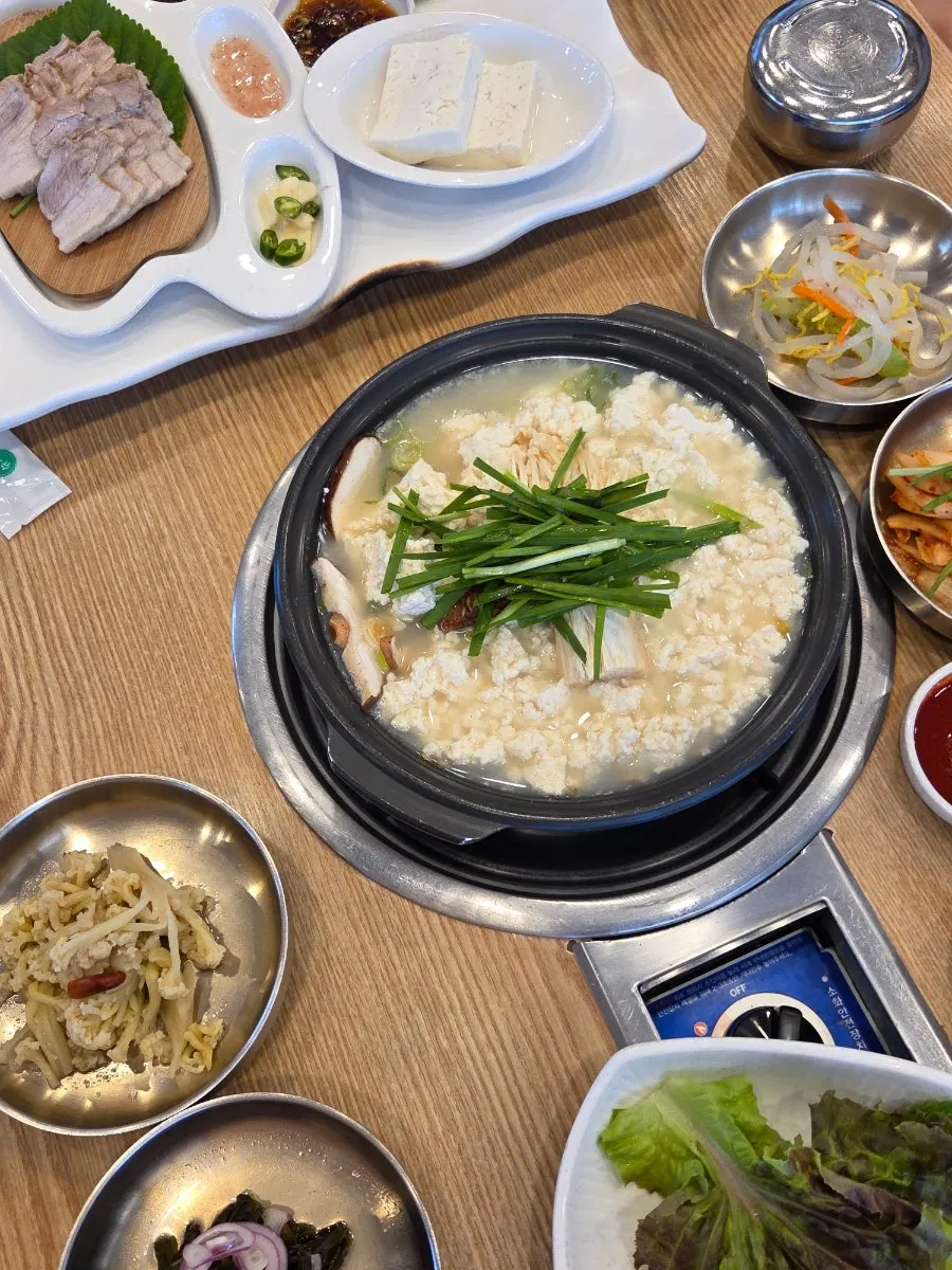White sundubu jjigae simmering