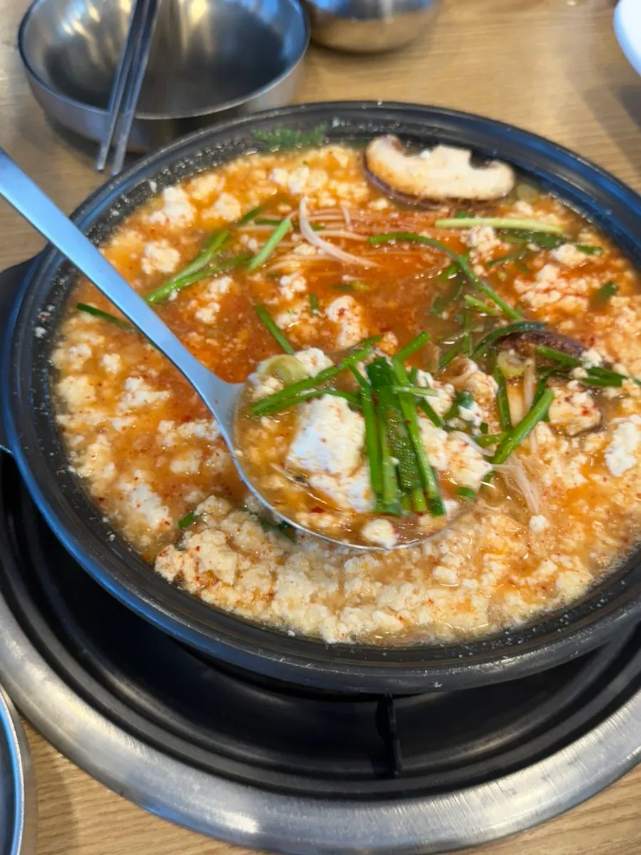 Chodang Myeongpum table setting with mild side dishes