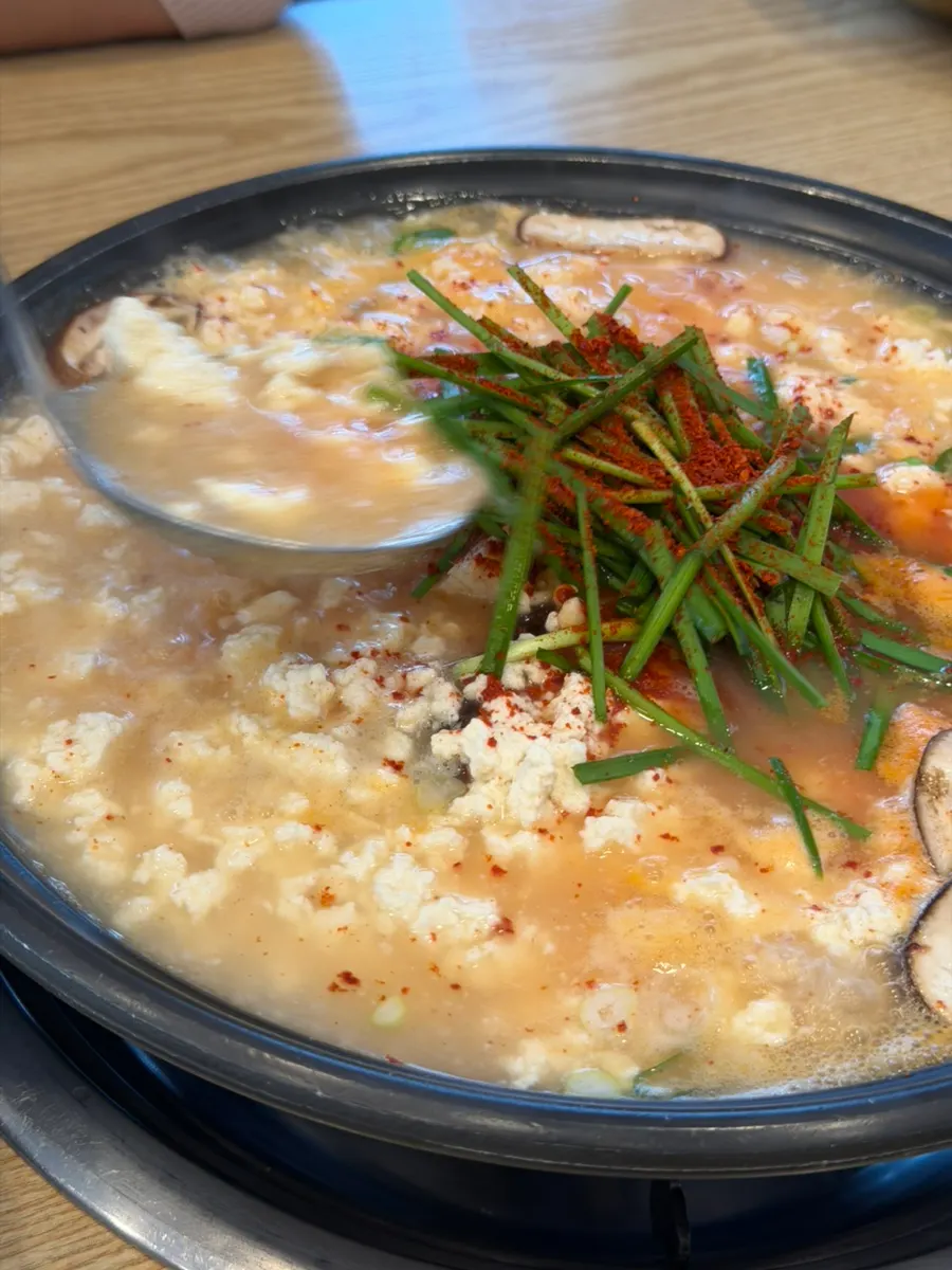 Scooping up a spoonful of soft tofu