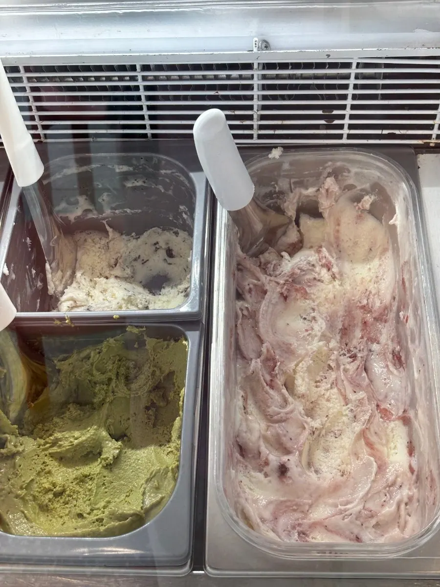 Menu board listing gelato flavors