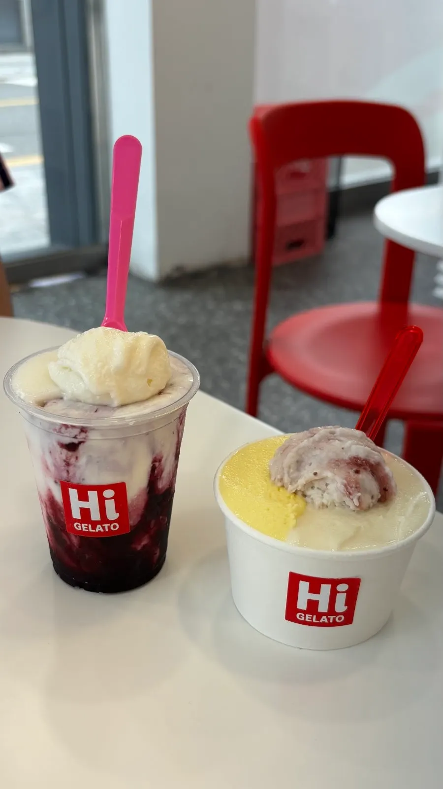 Gelato topped with a free taste-topping spoon