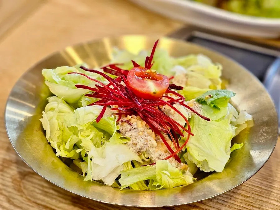 Salad and cheongpomuk among the side dishes