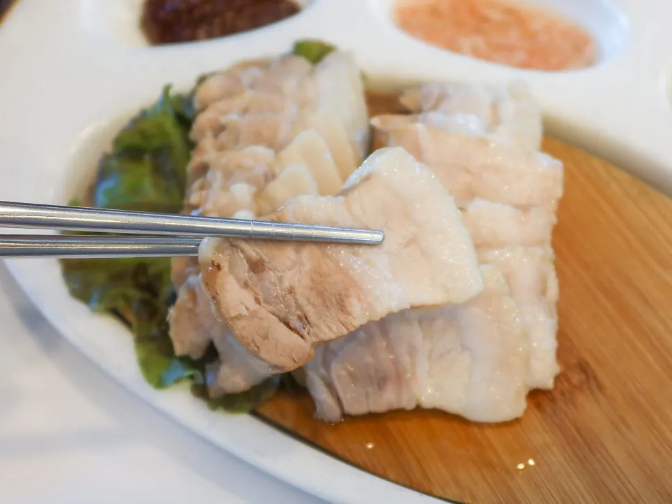 Plate of chewy bossam pork