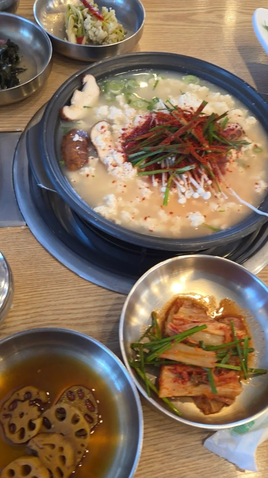 Chodang Myeongpum table for two filling the table