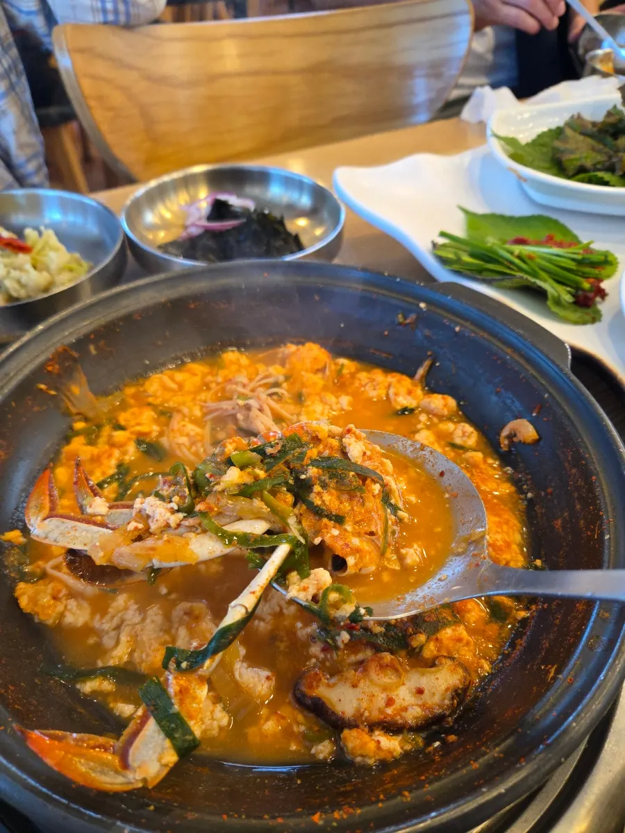 Spicy sundubu jjigae served in a hot pot