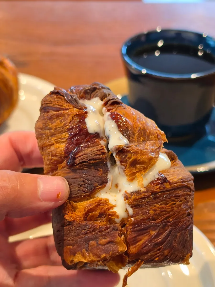Crisp, nutty vanilla cruffin
