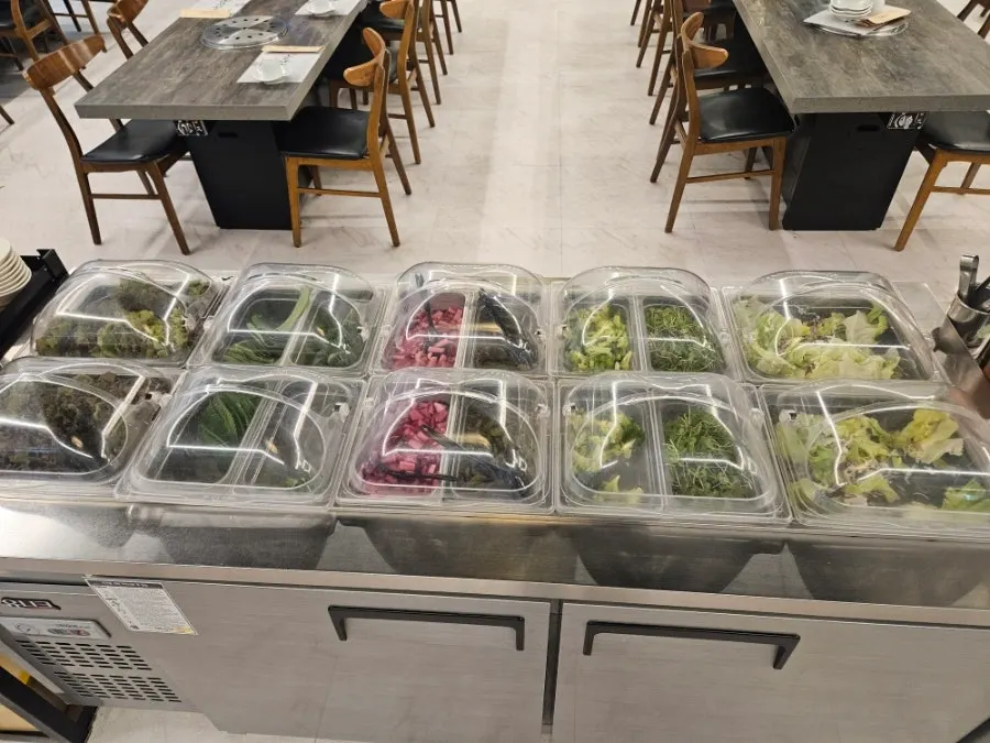 Full spread of basic side dishes at Chodang Uga