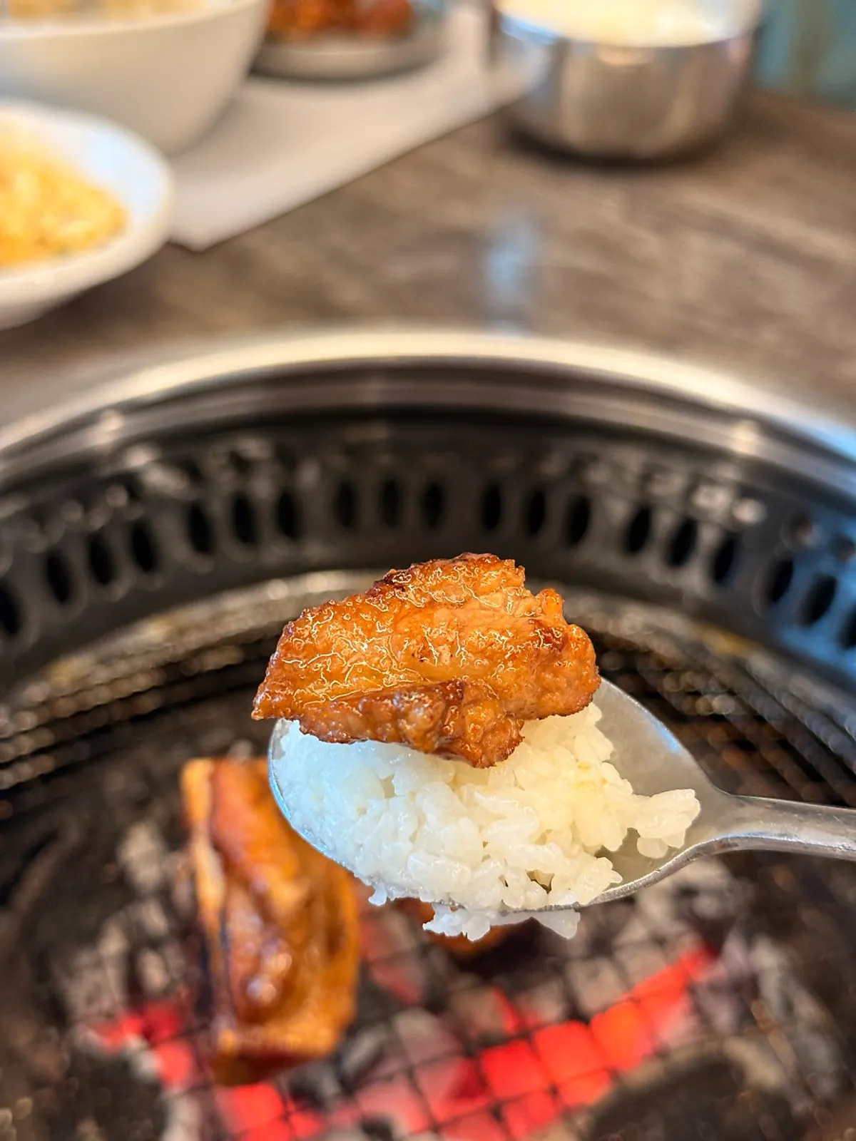 숯불에 구운 과일먹은 돼지갈비
